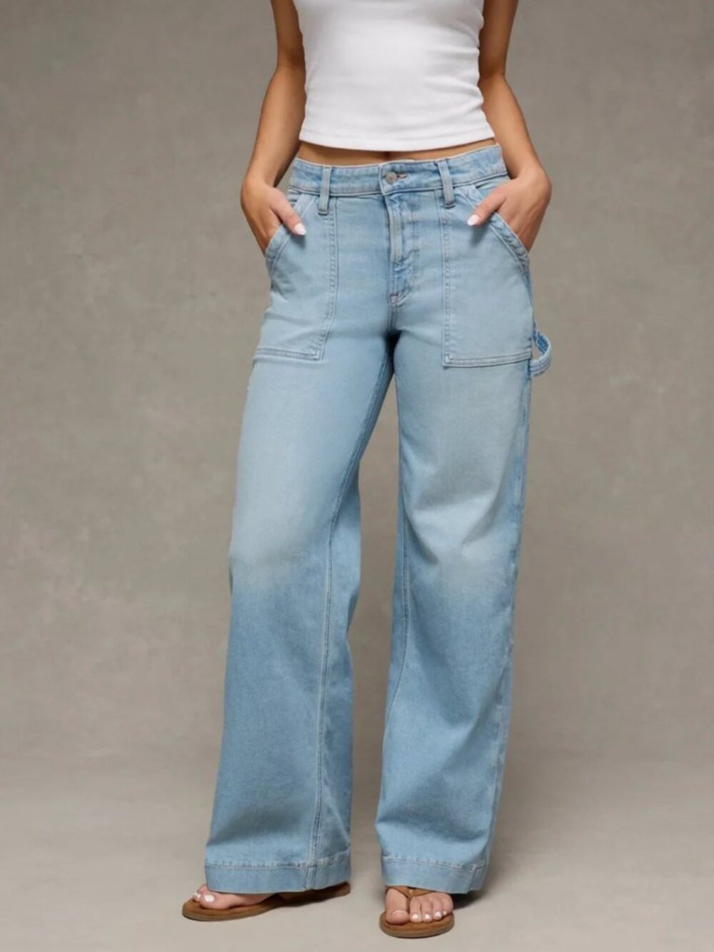 American Eagle Outfitters Light Blue Wide Leg Jeans